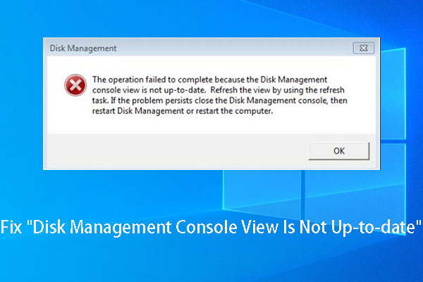 Corriger l&rsquo;erreur Vue console de la Gestion de disque n&rsquo;est pas à jour