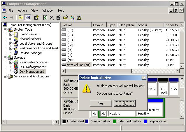 delete logical drive