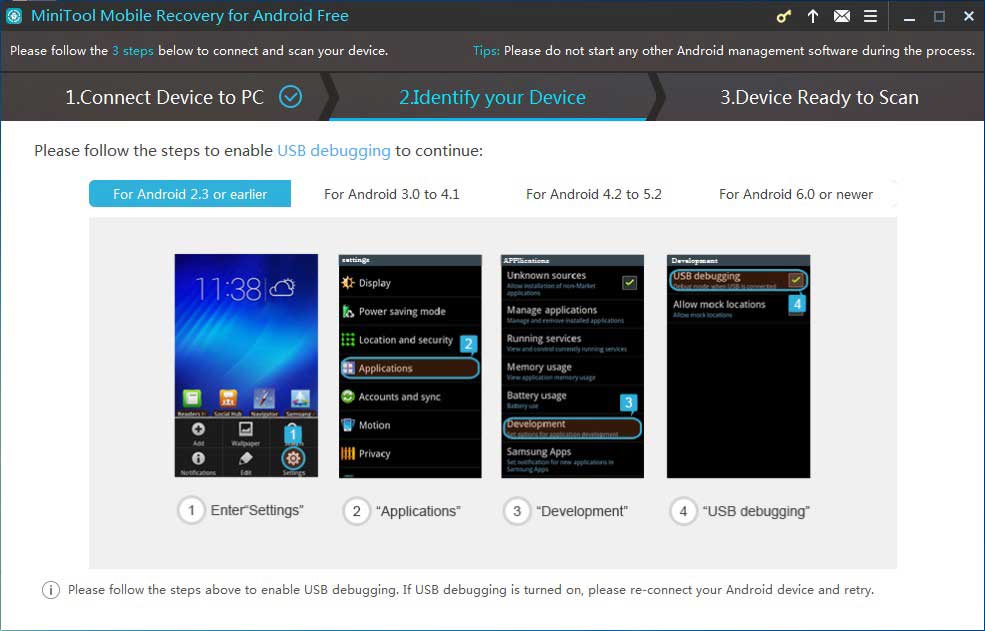 enable USB debugging