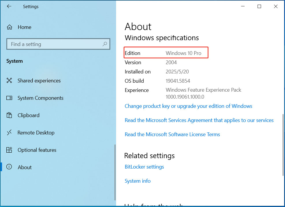 check Windows 10 edition