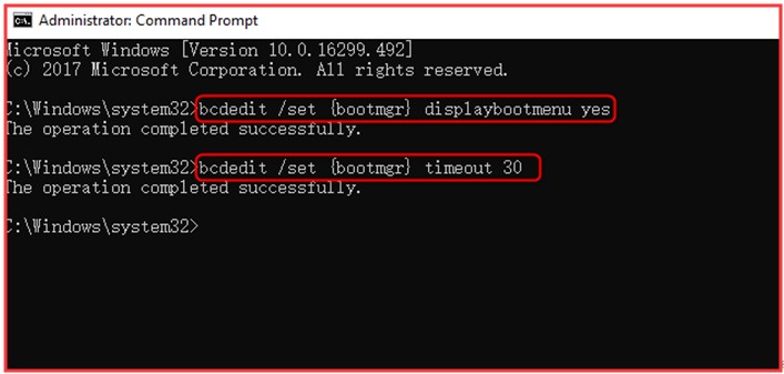 type the commands