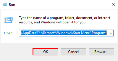 Run dialog window