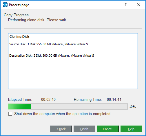 it will begin to clone ATA to SATA