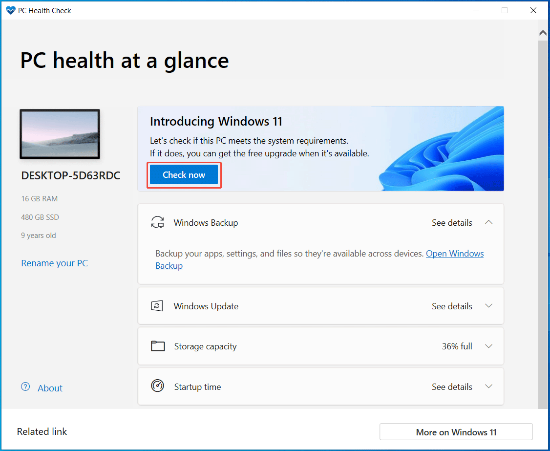 Verificação da integridade do PC no Windows 10