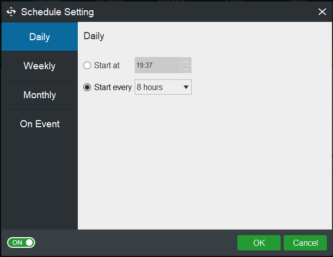 agendar configurações para backup de arquivos