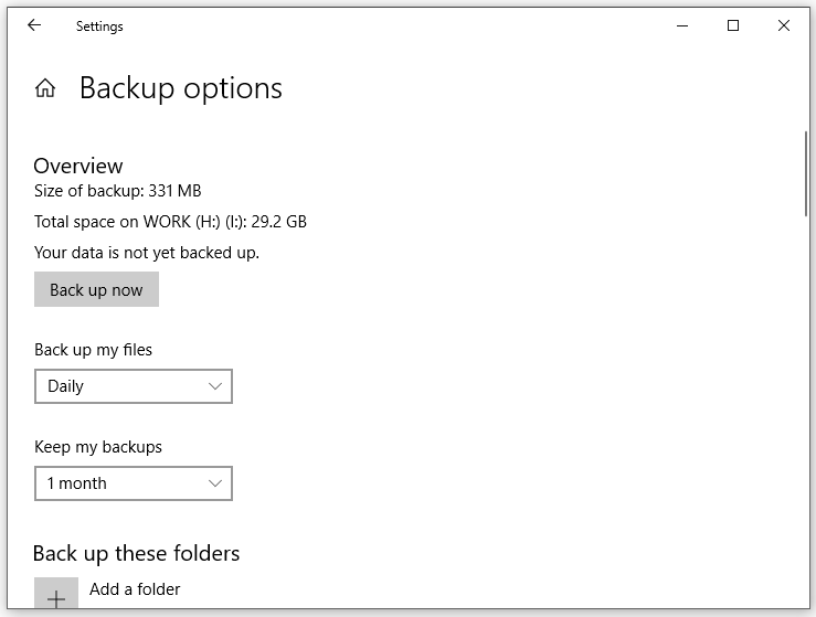 click on Back up now