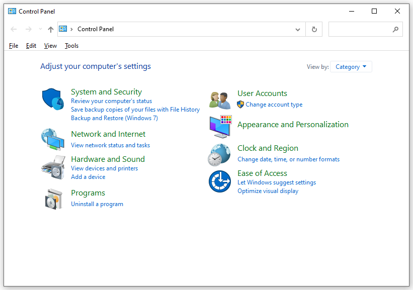 hit Backup and Restore (Windows 7)