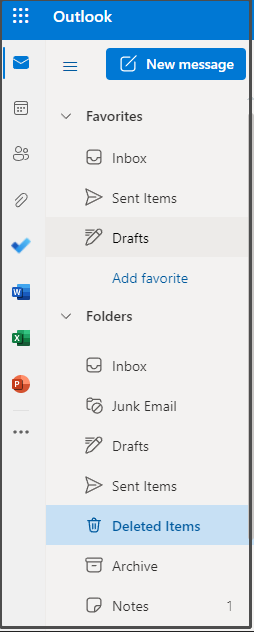 click Deleted Items