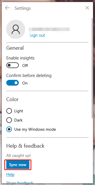 click on Sync now