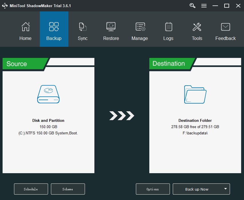 the backup page
