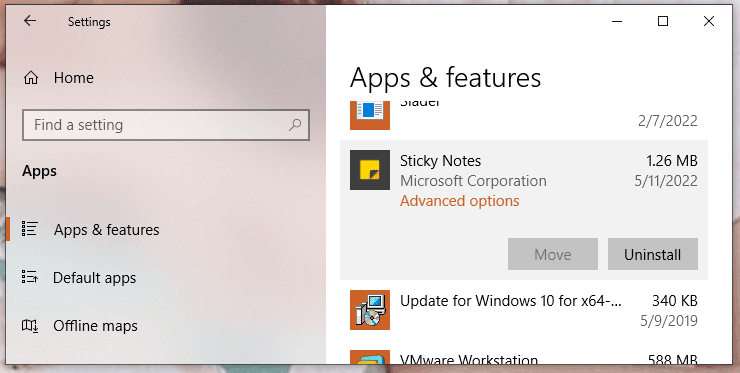 uninstall Sticky Notes