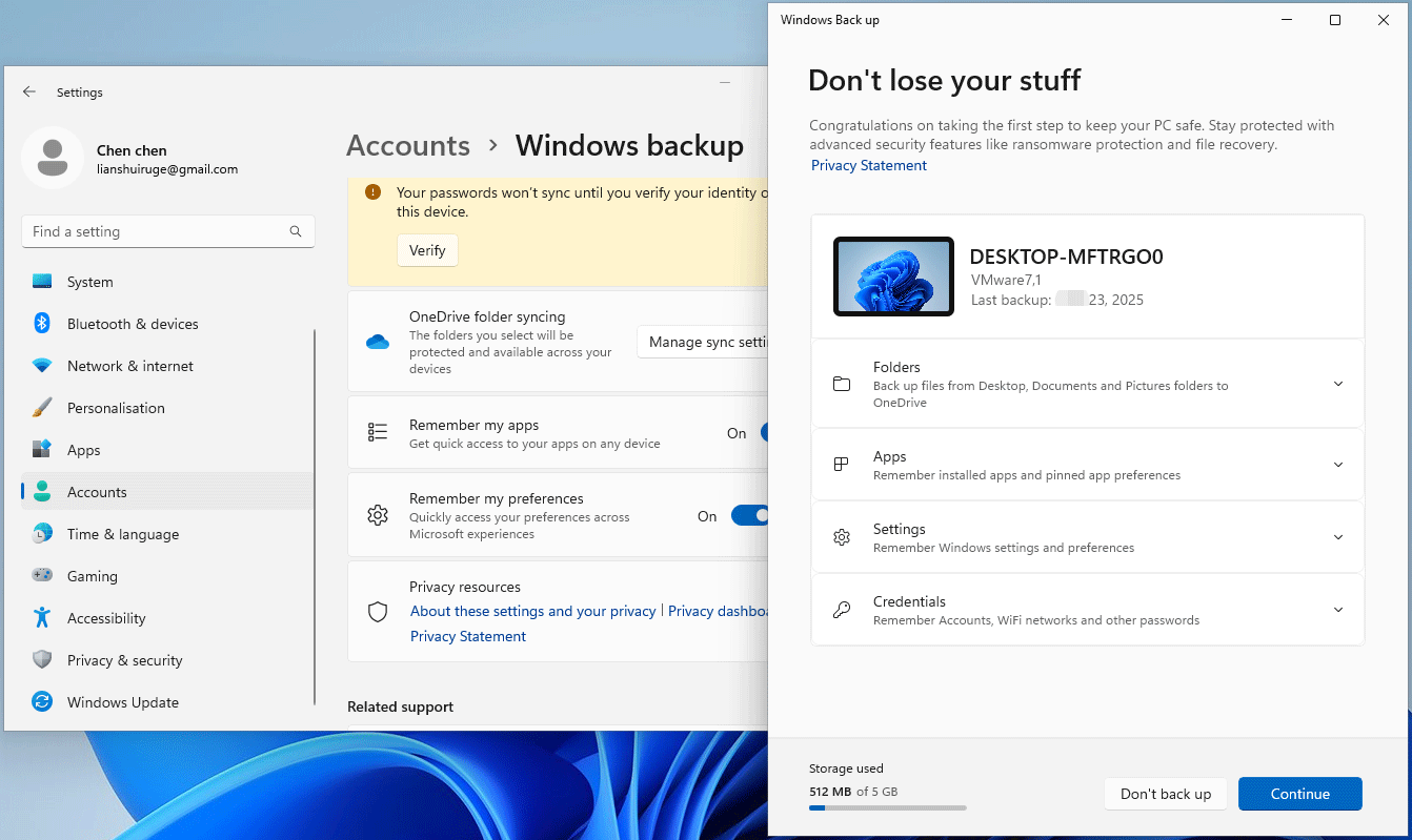 Windows backup in Windows 11