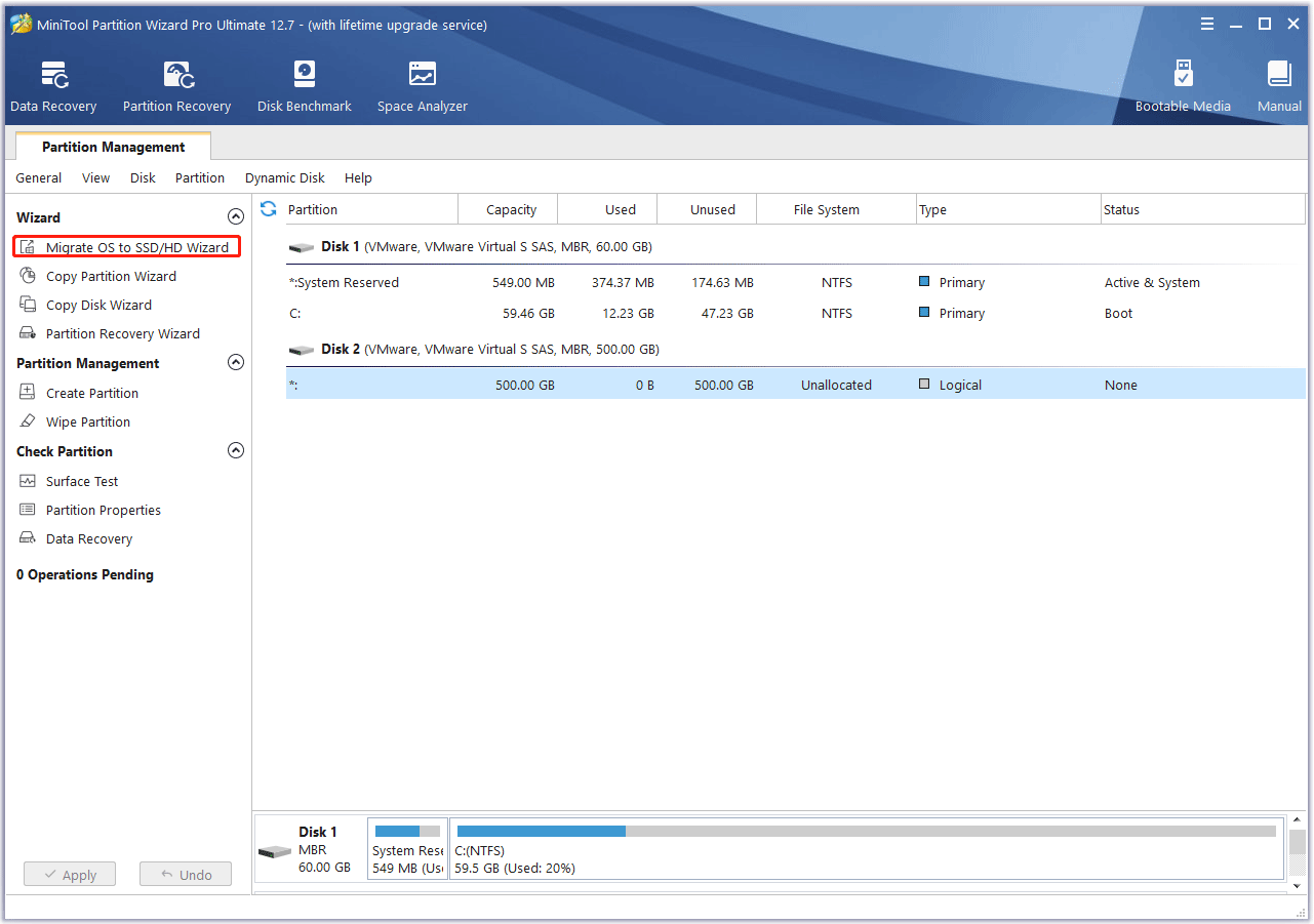 click Migrate OS to SSD/HD Wizard