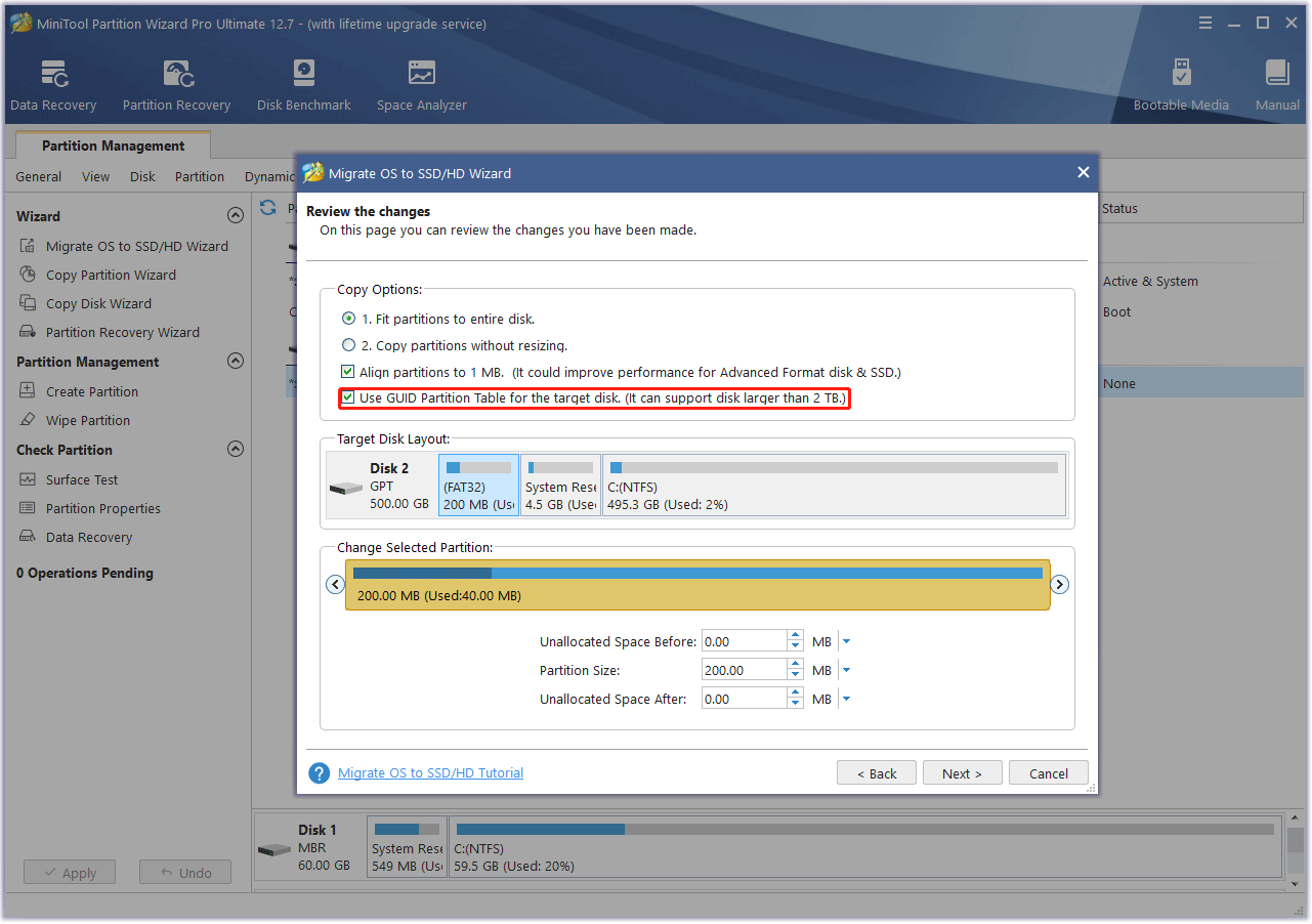 select migration options