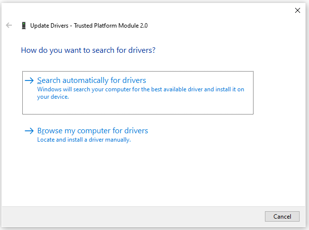 select Search automatically for drivers