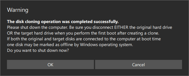 warning for Same disk ID