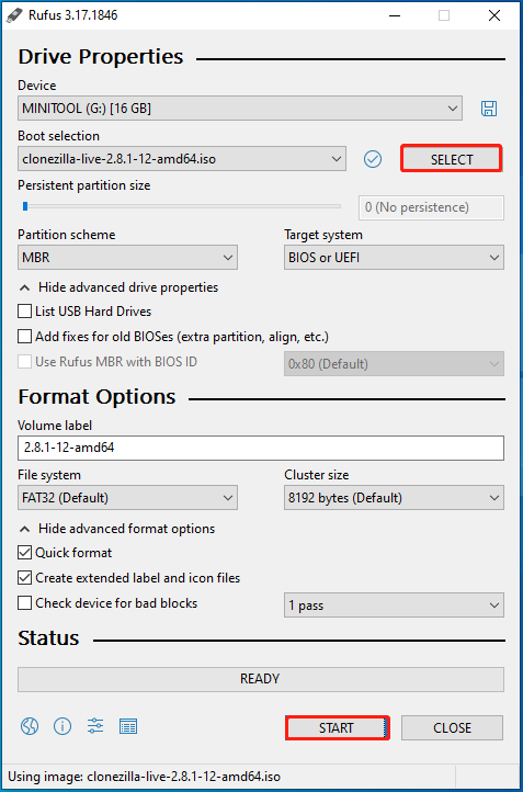 Clonezilla bootable USB
