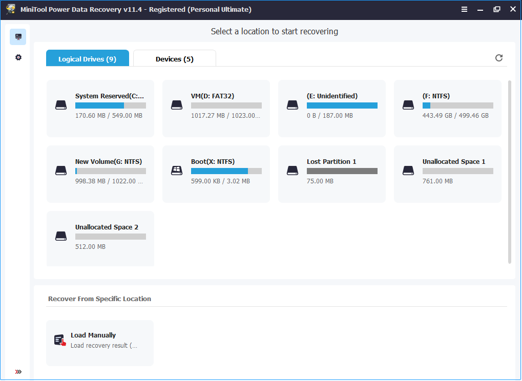 show the main interface of MiniTool Power Data Recovery