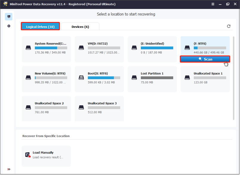 select the target partition to scan