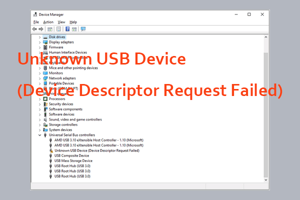 Corrigé! Périphérique USB inconnu (Échec de la requête de descripteur de périphérique)