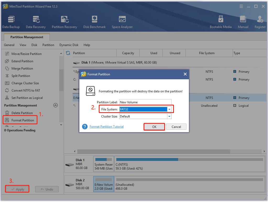Formatee el disco duro del DVR a FAT32 usando MiniTool Partition Wizards