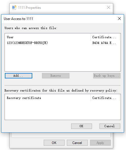 a new pop-up window named to User