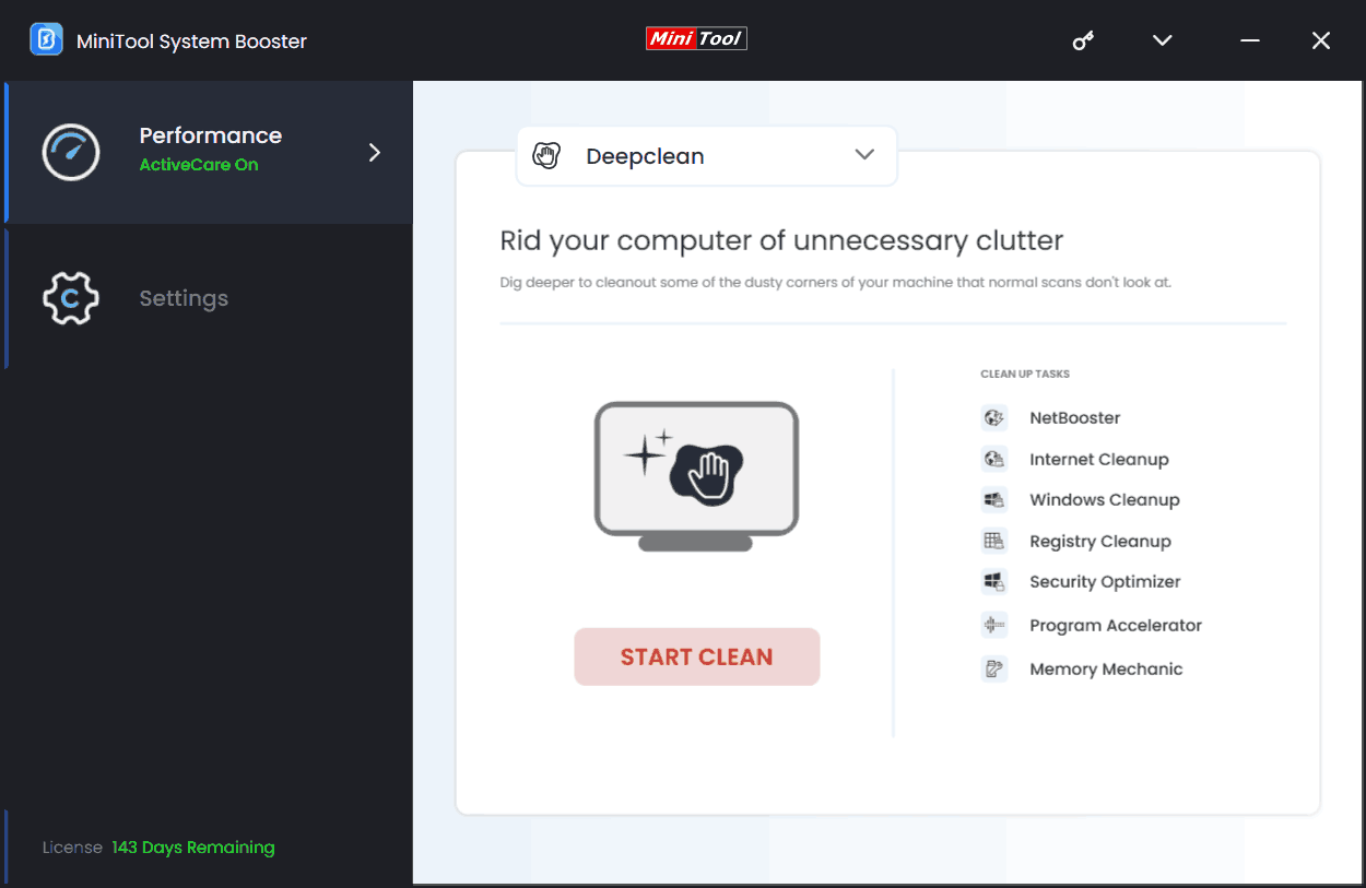 MiniTool System Booster optimizes your PC