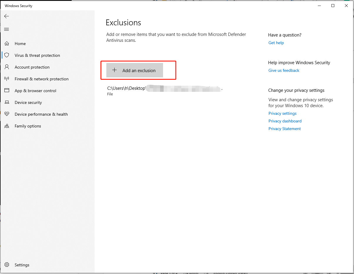 add the DLL file to the exclusion list