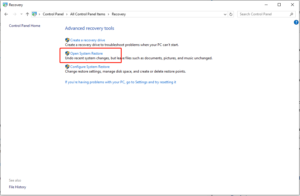 open System Restore