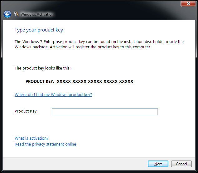 use a chave do produto para ativar o Windows