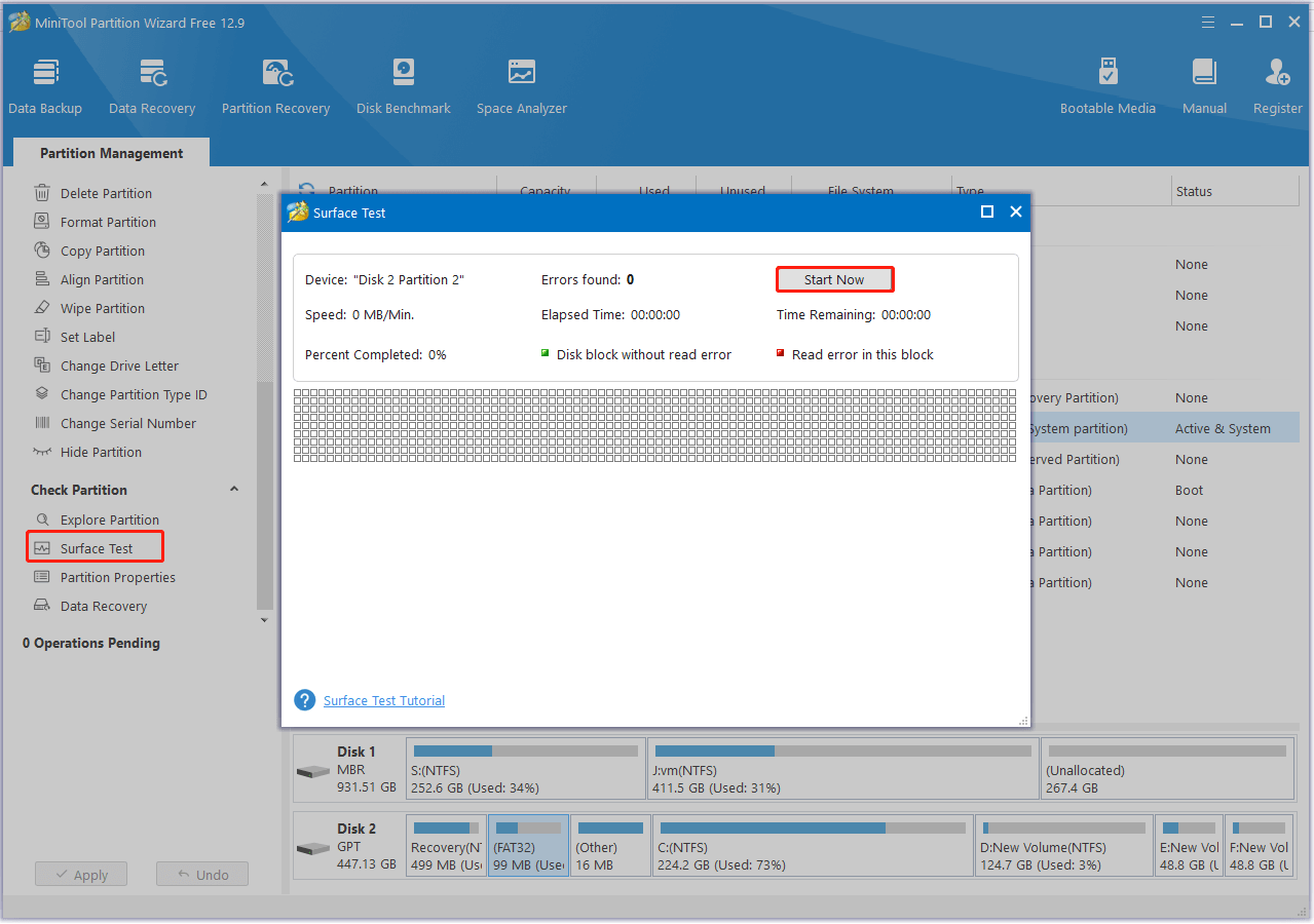 check bad sectors on the EFI partition using Partition Magic