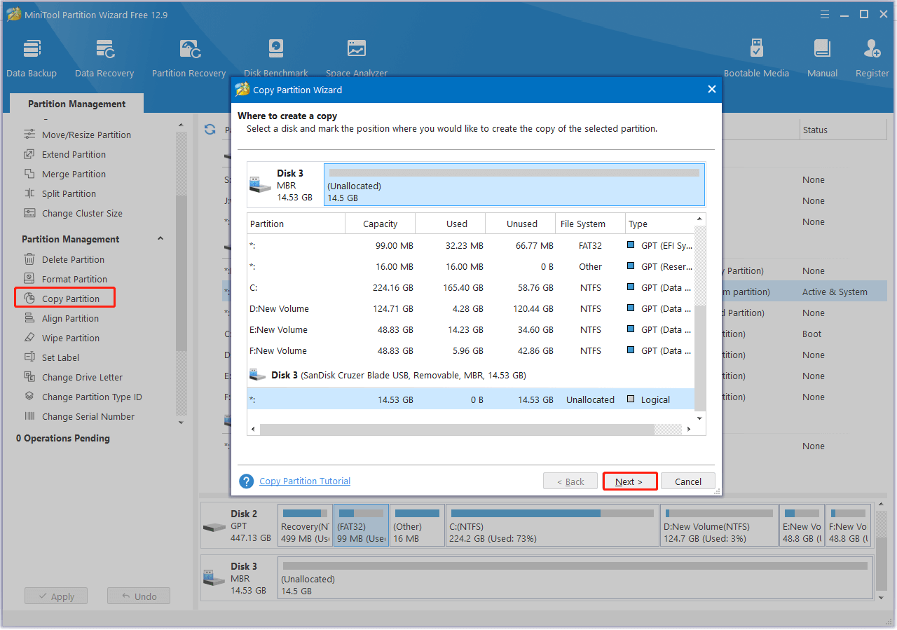 copy EFI partition to another drive using Partition Magic