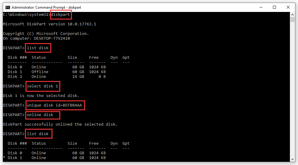 change disk signature using cmd
