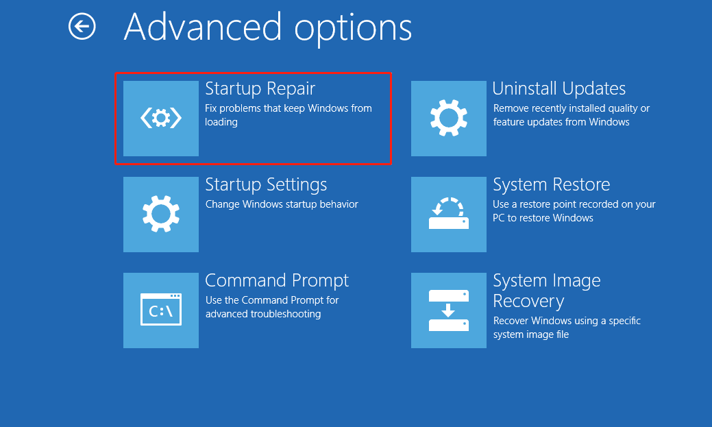 click Startup Repair