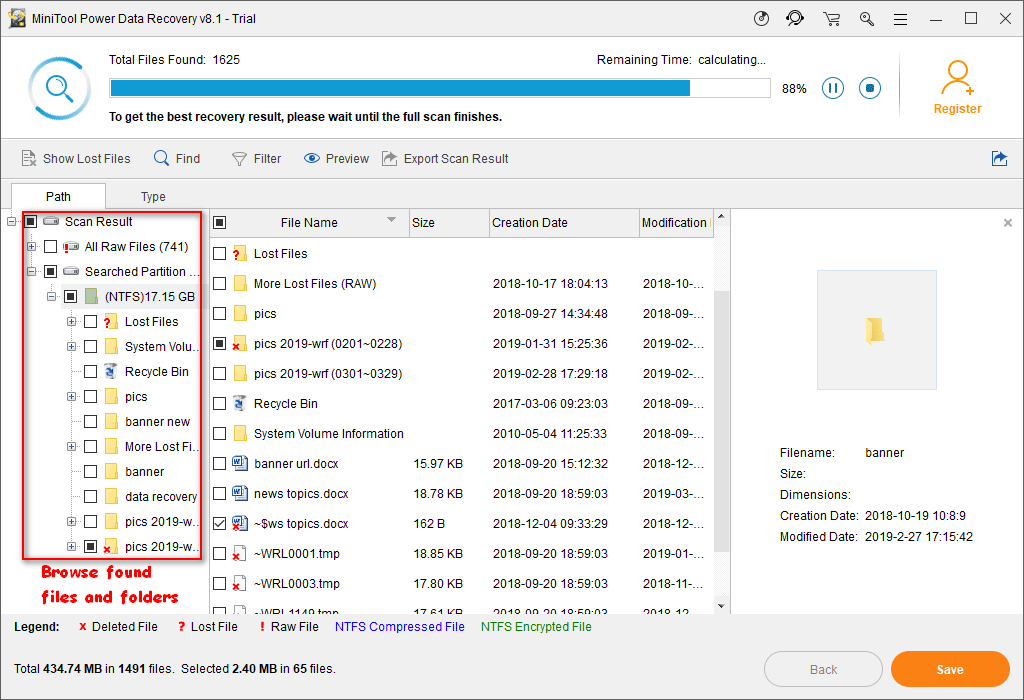 take a look at the files and folders