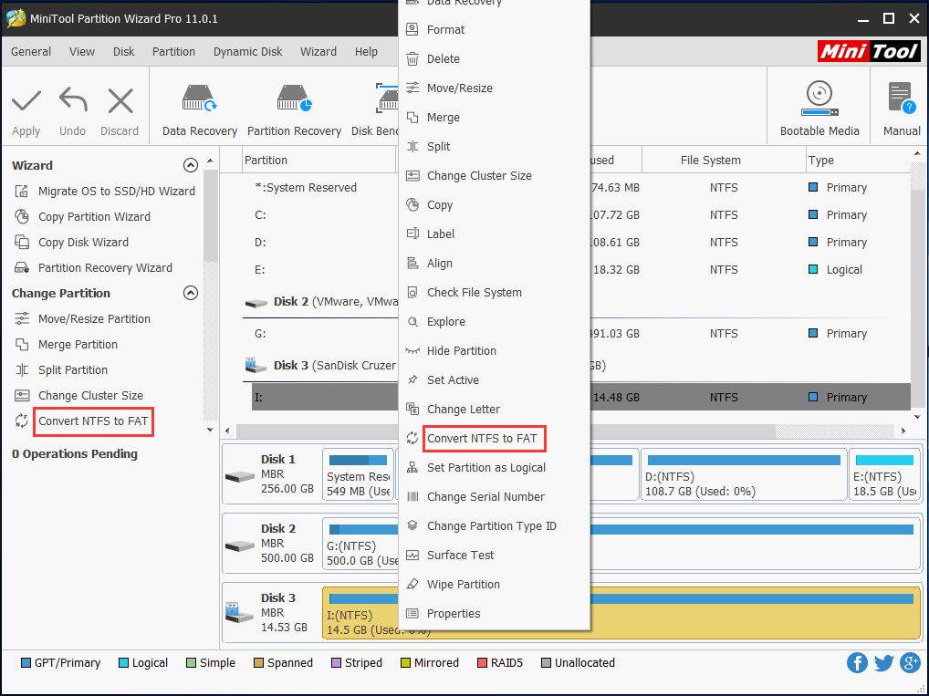  exécuter la conversion FAT32