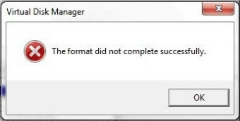  Le format ne s'est pas terminé avec succès