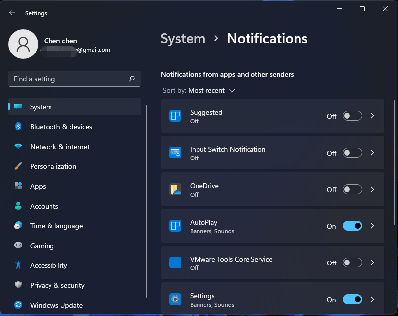 Desactivar notificaciones Windows 11