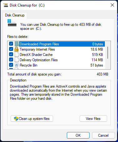 Liberador de espacio en disco de Windows 11
