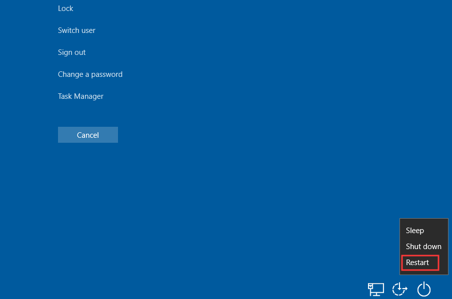 restart computer using Ctrl+Alt+Del