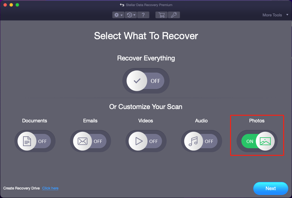 select to recover photos