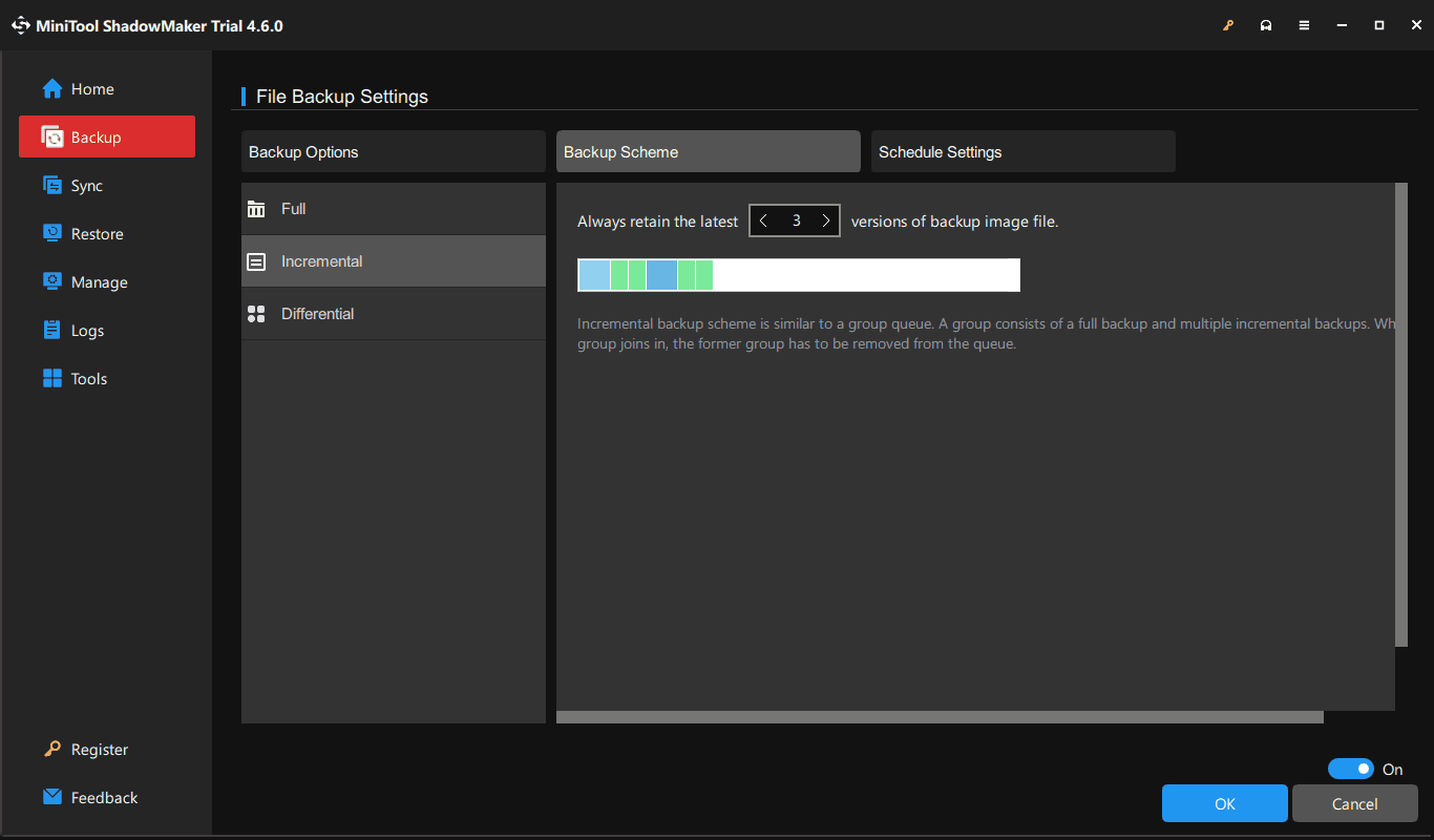 set a backup scheme with MiniTool ShadowMaker