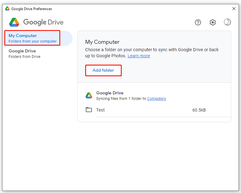 back up computer to Google Drive
