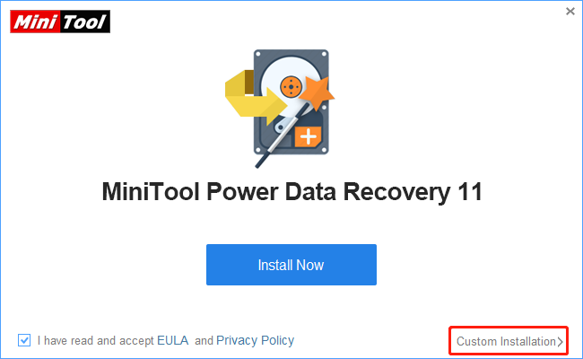 click Custom Installation option