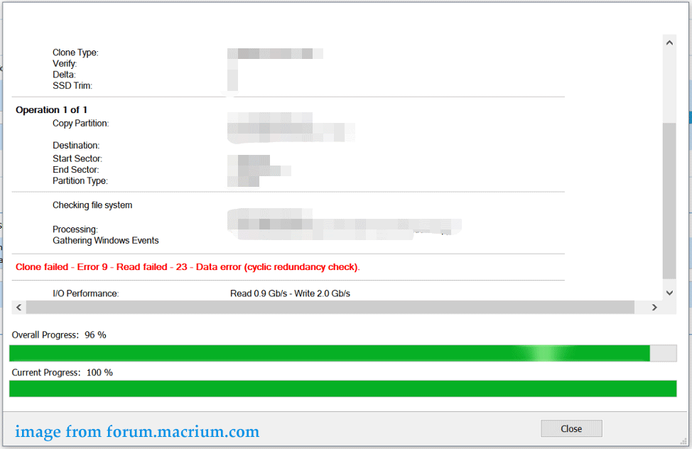 Macrium Reflect error code 9