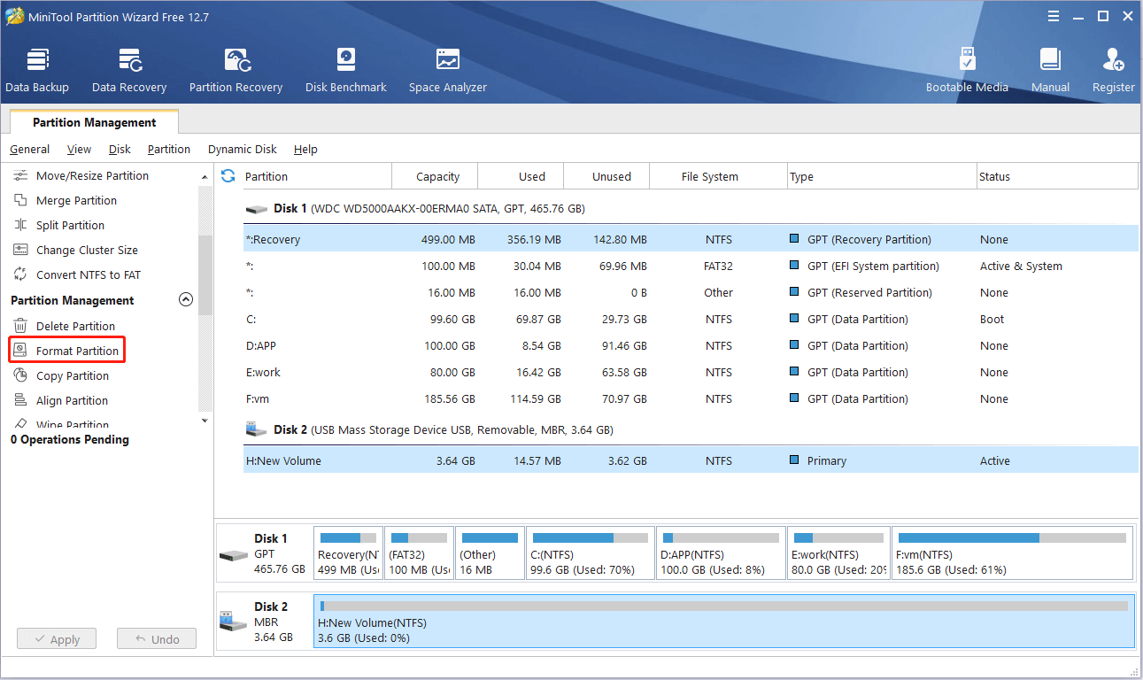 format the partition