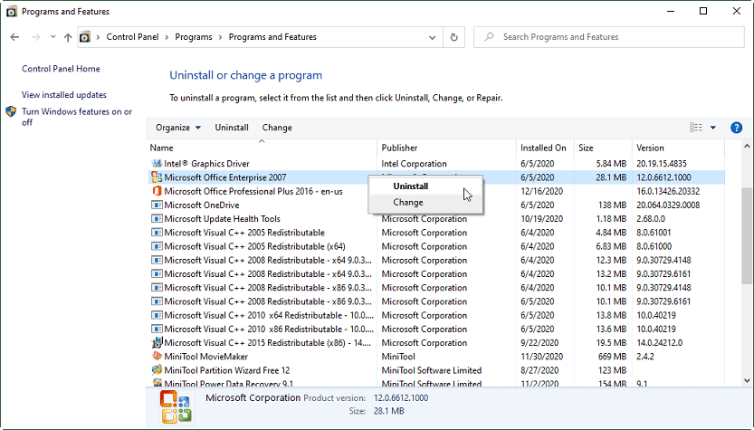 Désinstaller Microsoft Office