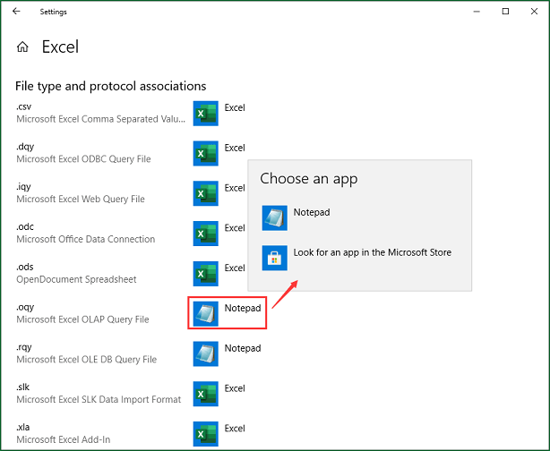 Définir Excel comme application par défaut