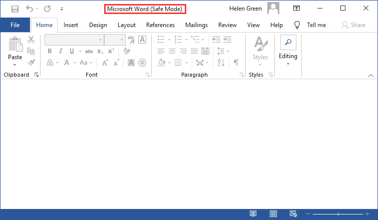 Microsoft Word en mode sans échec