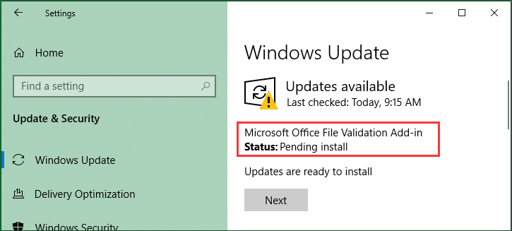 Mise à jour de Microsoft Office dans Windows Update